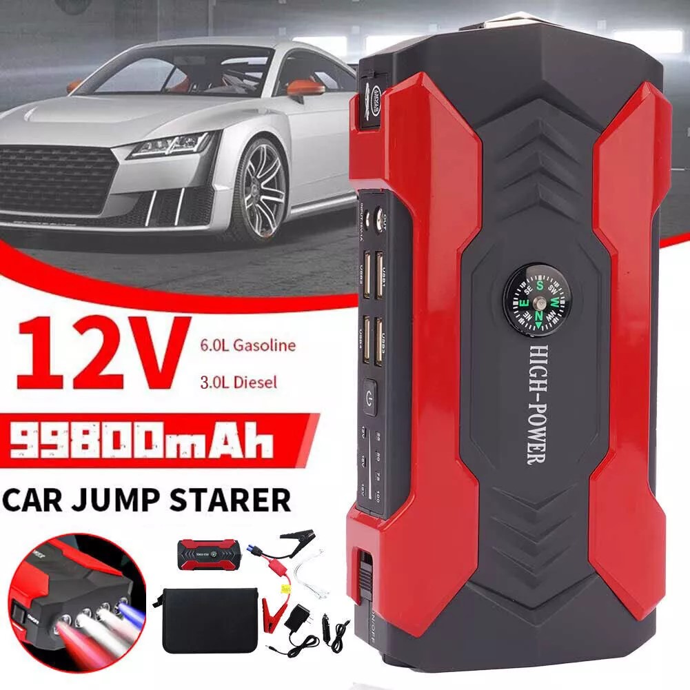 Car Jump Starter Booster Jumper Box Power Bank Battery Charger Portable 99800mAh