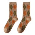 thumbnail image 1 of Calcetines étnicos con estampado de cuadros Argyle para mujer, calcetería estilo preppy universitario vintage, 1 of 5