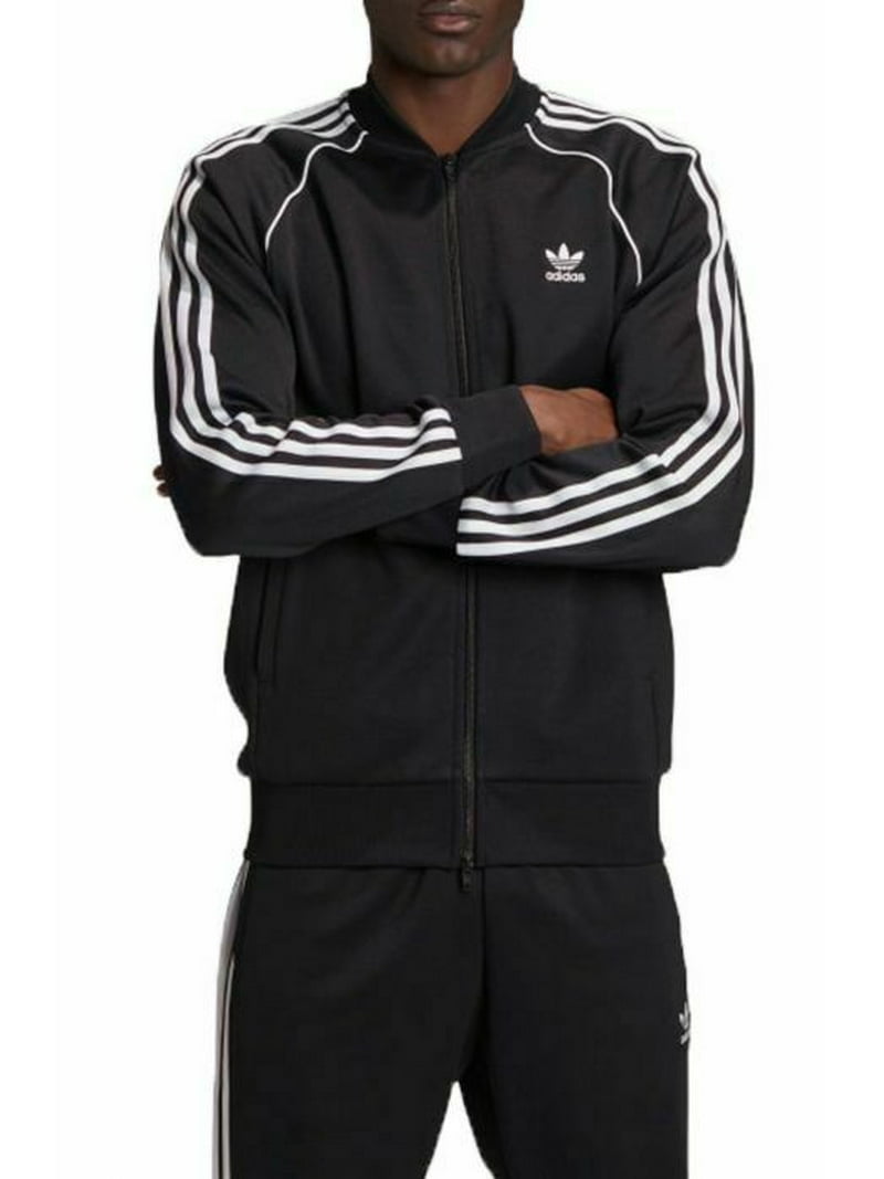 Adidas Men's Black Polyester Cotton Classics Track Jacket