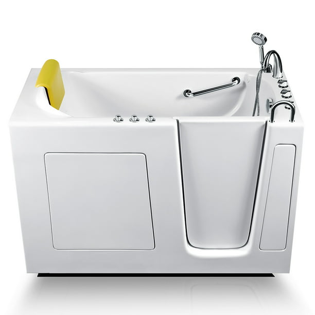 Energy Tubs 30 In W X 60 L White Gel Coated Fiberglass Rectangular Right Drain Walk Whirlpool And Air Bath Combination Tub Faucet Included, 30 Inch Width Bathtub