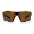 thumbnail image 4 of Polarized Mirror Mens Retro Sport Shield Wrap Around Plastic Rectangular Sunglasses Gold - Brown, 4 of 8