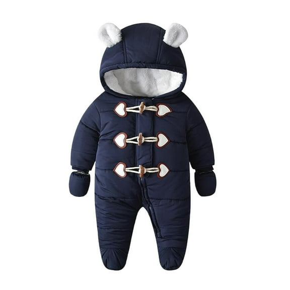 AINIYS Kids Toggle Snowsuit with Ear Hood & Mittens Children's Clothing for Winter & Outdoor Wear Dark Blue 0 Months