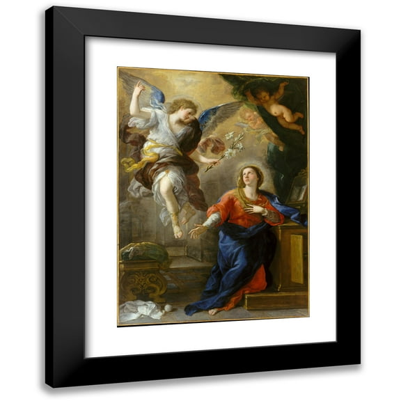 Luca Giordano 11x14 Black Modern Framed Museum Art Print Titled - The Annunciation (1672)