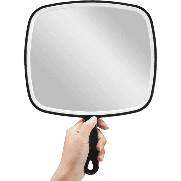 Extra Large Hand Mirror, Hand Mirror for Men,Salon Barber Hairdressing Handheld Mirror with Handle,Travel Mirror (Square Black 9" x 12.4")