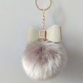 thumbnail image 3 of LLavero de pompón con lazo grande, Bola de piel falsa esponjosa, bolso colgante lindo, llavero de coche encantador, regalos de personalidad, 3 of 5