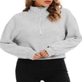 thumbnail image 3 of Women Half Zip Sweatshirts Stand Collar Long Sleeve Pullover Tops, 3 of 5