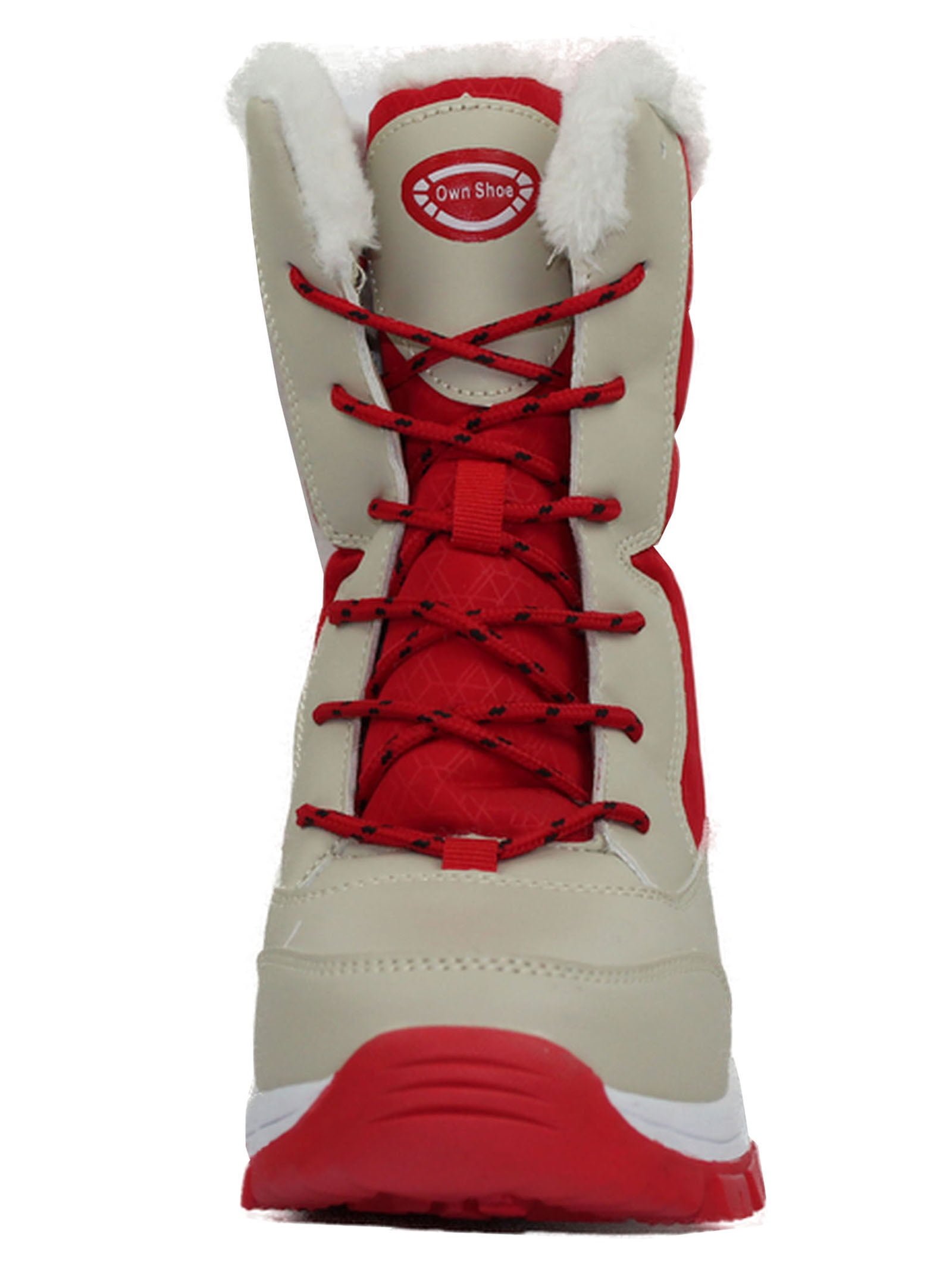 OwnShoe Mid-Calf Snow Boots for Women Faux Fur Winter Shoes Water Resistant Outdoor Hiking Boots