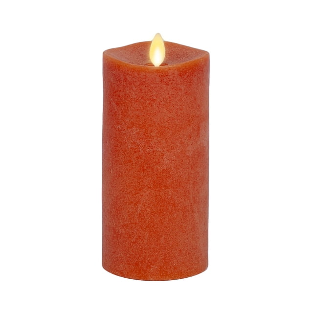 Vela tipo pilar Luminara, 7,5 x 16,5 cm, LED naranja quemado