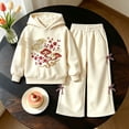 thumbnail image 4 of Shadoumai Girls Winter Outfits Kids Fashionable Casual Hoodie Sweatshirt With Pants Tracksuit Set For Daily School Outdoor Wear Back to School Outfits, 4 of 5
