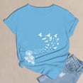 thumbnail image 5 of Women's Short Sleeve T-shirt Women'S Spring Round Neck Dandelion Printed Loose Casual Short Sleeved T Shirt,Blue Women's Short sleeve T-shirt L, 5 of 5