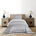 thumbnail image 3 of Ambesonne Striped Quilted Coverlet 2 Pcs, Grey and White Grunge, Twin Size, White Grey, 3 of 4