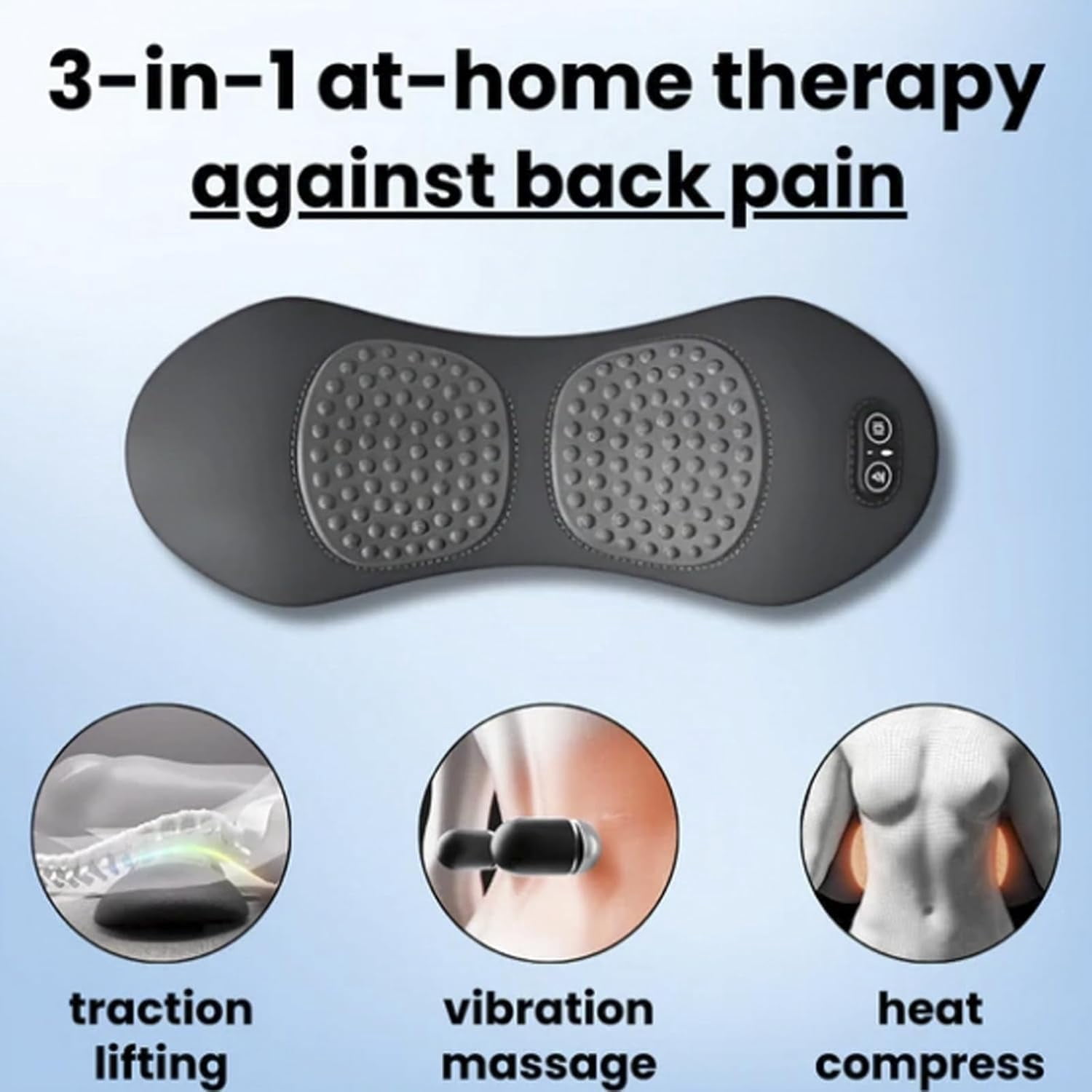 KANOHENO Triple Fusion Back Massager with Traction, Vibration & Heat, Relieves Tension and Muscle Pain – Deep Tissue Relaxation for Back, Neck, Shoulders & Legs
