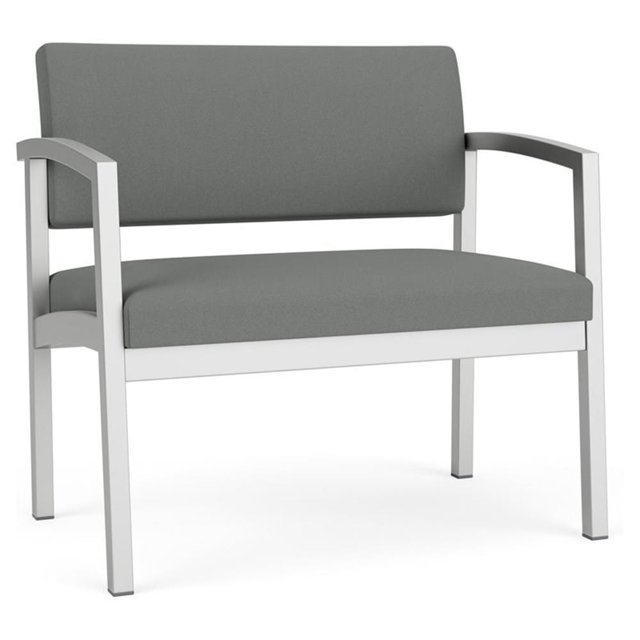 Chaise d'Attente pour Réception Bariatrique en Acier Lenox / Acier Argenté / Gris Pâle
