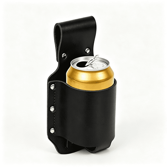 Classic Leather Beer Holster, Bottle Holder Waist Bag, 12oz Bottle Can Holder Portable Drink Carrier, Camping BBQ Picnic Outdoor, Party Accessory