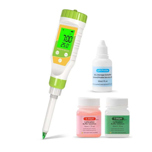 Food PH Mete 0.00~14.00 Professional Smart PH Monitor Tester Digital Cheese Meat Dough Acidity For Bread Canning Water ,Upgraded Testing Structure