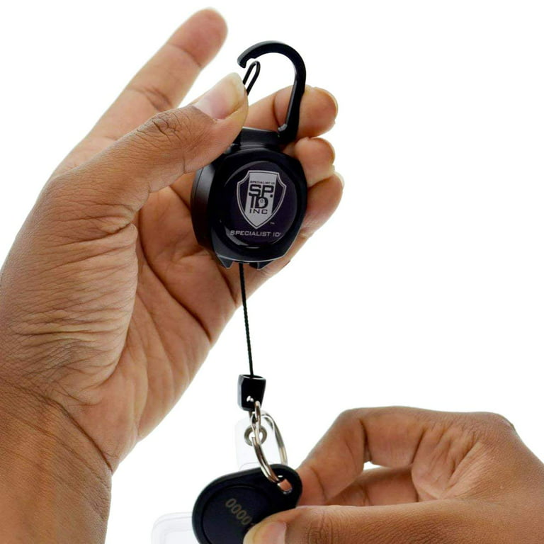 2 Pack - Heavy Duty Retractable Badge Reel with ID Holder Strap