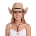 thumbnail image 4 of Gustave Straw Cowboy Hat for Women Men Western Cowgirl Sun Hat Wide Brim Summer Beach Hat with Windproof Chin Strap - Beige, 4 of 7