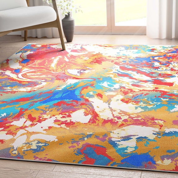 Well Woven Apollo Flatwoven Harmony Modern Abstract Multi Color 5'3" x 7'3" Area Rug