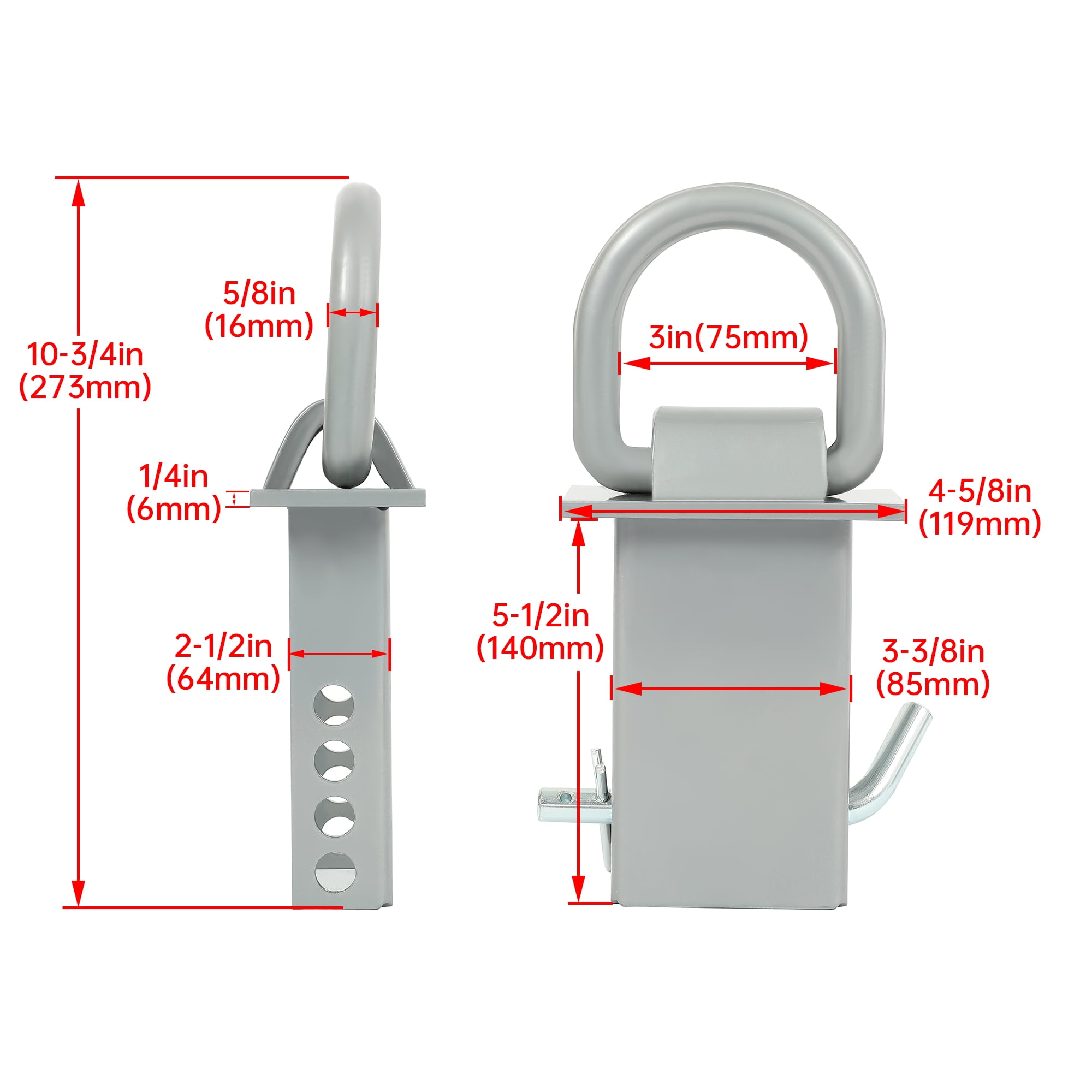 KOJEM 4 Pcs Trailer Stake Pocket D Ring Zinc Coated 5400 Lbs Load Limit - 4 Pack Heavy Duty Fit for Utility Trailers and Flatbeds Equipped