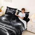 thumbnail image 3 of Castle Fairy Football Print King Sheets 4pcs, Ball Game Bedding, Black White Gray,1 Fitted Sheet, 1 Flat Sheet and 2 Pillowcases, 3 of 6