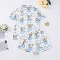 thumbnail image 4 of MAIHAN Women Pajamas Sets Short Sleeve Silky Pj Short Set Summer Soft Pajamas Set Button Shirt and Elastic Waist Shorts Pajama Set(Light Blue,XXL), 4 of 6