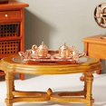 thumbnail image 3 of 10Pcs Mini House Accessories Miniature Rose Gold Metal Tea Lid Pot Cups Tray Set, 3 of 5