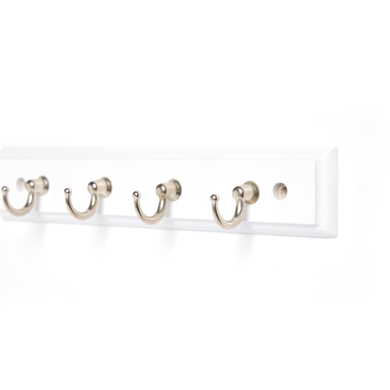 Mainstays White Key Rail With 4 Satin Nickel Hooks photo 2