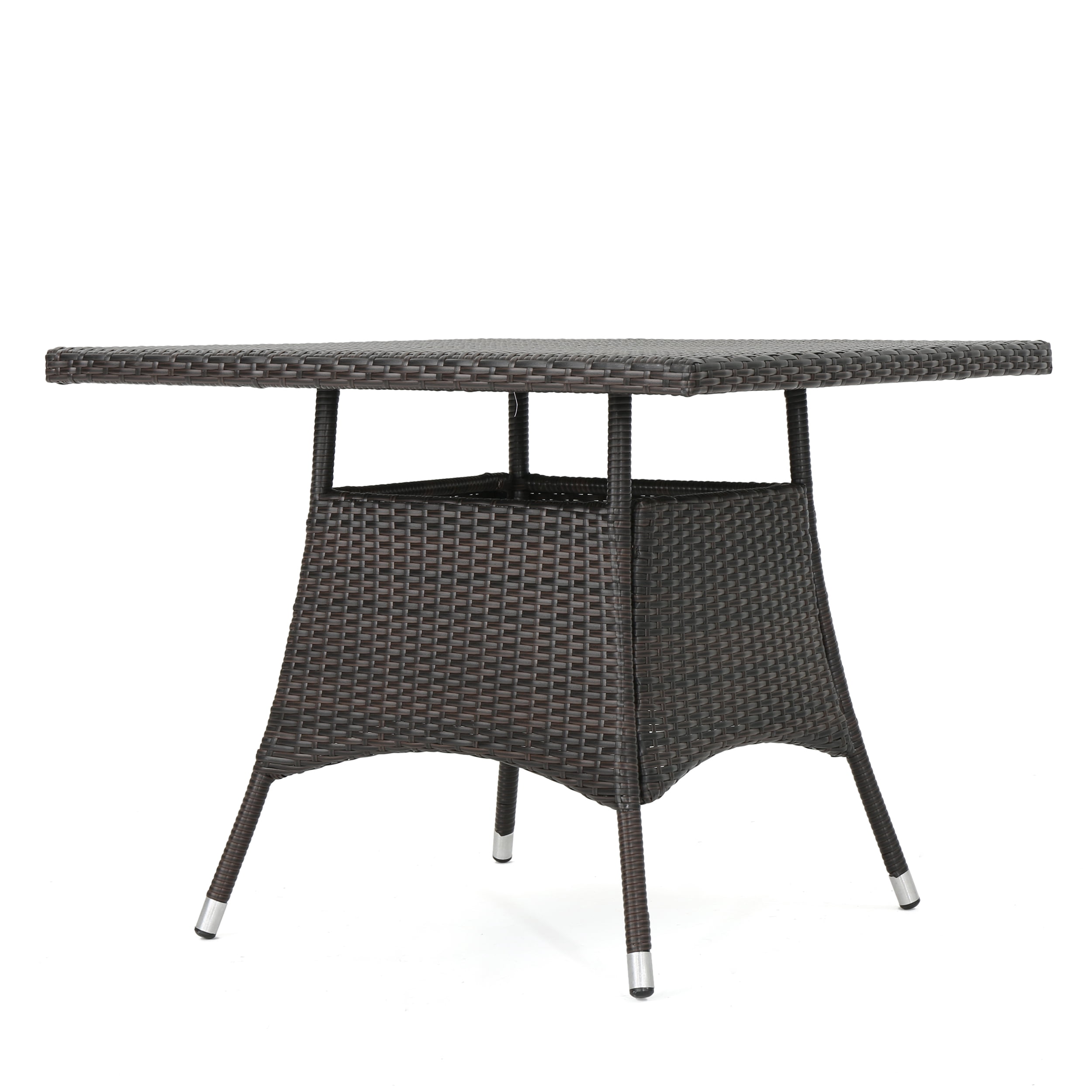 Reeves 5 Piece Outdoor Square Wicker Dining Set, Multibrown