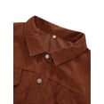 thumbnail image 5 of Seyurigaoka Women’s Juniors Casual Solid Color Long Sleeve Corduroy Short Style Button Jacket, 5 of 9