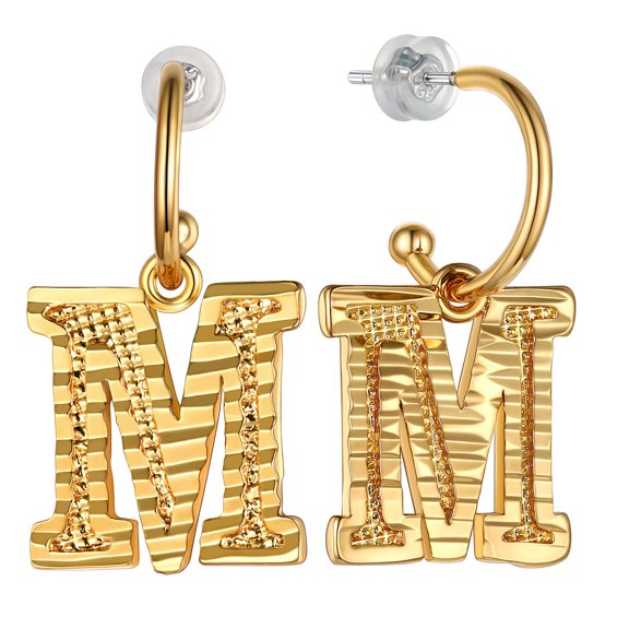 Gold Plated Dangle Earrings for Women Initial M Earrings Birthday Jewelry Gifts for Girlfriend Wife Grandma