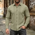 thumbnail image 2 of IhhxPro Men's Linen Button down Shirt Breathable Lightweight Fit Button-Up Pleated Dress Casual Summer Wedding Office Vacation Slim Long Sleeve Solid S-3XL, 2 of 9