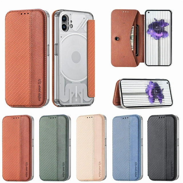 Leather Wallet Case Compatible Nothing Phone 1 Ultra-thin Flip Transparent Phone Case With Card Holder