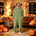 thumbnail image 3 of FAHXNVB Men's Hooded Onesie Pajamas Lightweight Fuzzy Fleece Zip Up Jumpsuit Long Sleeve Lounge One Piece Pjs with Pocket S-XXL, 3 of 7