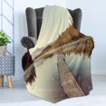 thumbnail image 4 of Fall Soft Flannel Fleece Blanket, Wooden Pier on the Lake Serene Morning in the Woods Fishing Misty Recreational Image, Cozy Plush for Indoor and Outdoor Use, 60" x 80", Multicolor, by Ambesonne, 4 of 5