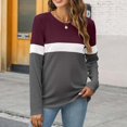 thumbnail image 7 of Long Sleeve Shirts For Women Color Block Tunic Tops Casual Shirts Round Neck Pullover Womens Long Sleeve Tops, 7 of 7