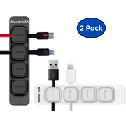 Alnoor USA Magnetic Cable Organizer | Magnetic Cable Clips with 8-Cable Buckles & 2-Bases | Cable Management for Cell Phone, Office| Black & White