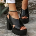 thumbnail image 3 of High Heel Dress Sandals for Women 2025 Fashion Casual Leather Platform Chunky Extra Heeled Slingback Sandals, 3 of 7