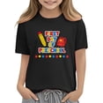 thumbnail image 5 of Juslio Girls Letter Pattern Shirts Breathable Crew Neck Casual, Short Sleeved Tops Comfortable T Shirts Sizes 2-18, 5 of 9