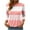 #Pink, variant on Tops for Women Plus Size 3/4 Sleeved Stripe Printed Casual T-shirt Round Neck Top Green XXL