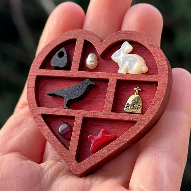 Mini Wooden Display Shelf for Collectibles \u2013 Rustic Shadow Box Display Case with Multiple Compartments, Miniature Trinket Shelf for Mini Crystals Figures, Small Trinkets (F)
