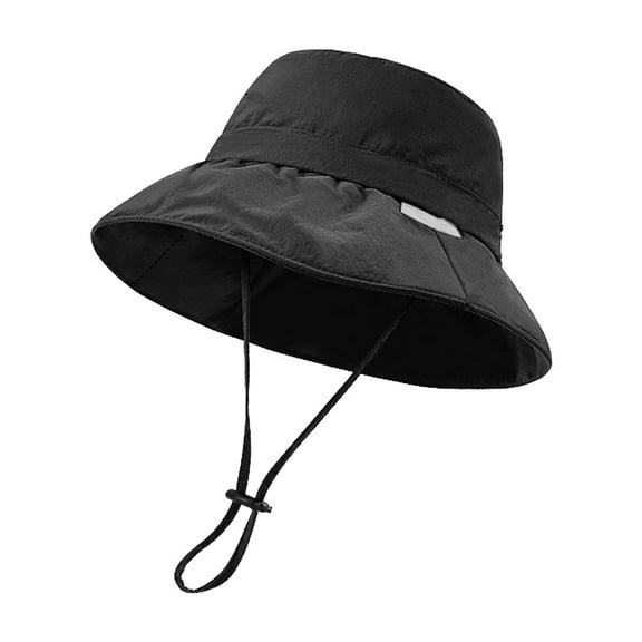 Fgnfyis Outdoor Sun Bucket Hat for Men and Women UPF 50  Windproof Water Foldable Boonie Cap for Hiking Camping Fishing Black One Size