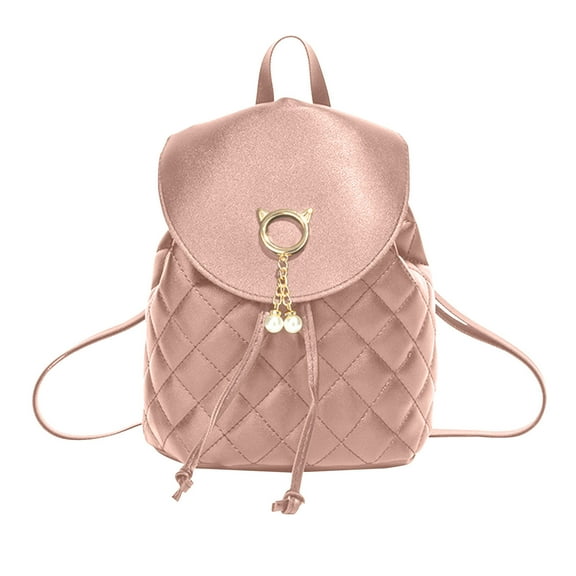 Cadorn Quilted Leather Backpack Women's Fashion Trendy Flap Closure Single Pocket Backpack for Daily Commute Travel Shopping and Outings