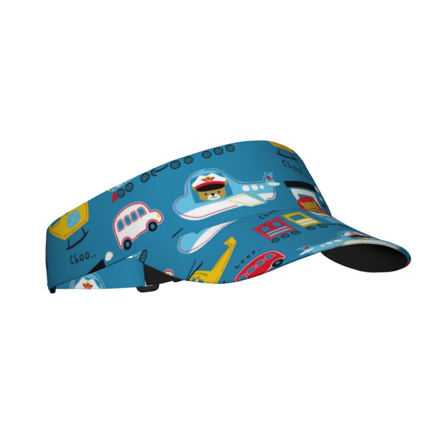 Fotbe Transportations With Cute Animals Visera Deportiva con Diseño, Gorra Abierta Ajustable de Algodón para Mujer y Hombre