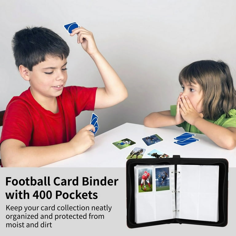 Football Card Binder, 400 Pockets Trading Card Holder Case, Football Trading Card Storage Album, Waterproof Leather Sports Card Organizer, Card