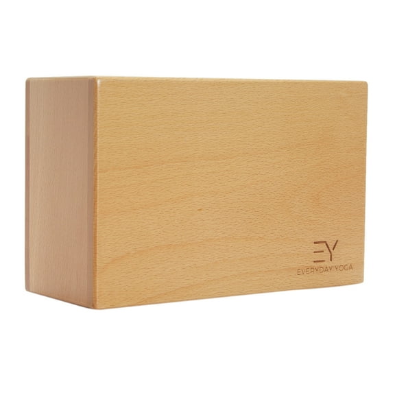Everyday Yoga 4" Wood Block, Hard Density, Beveled Edges for Support & Stability