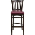 thumbnail image 3 of Emma + Oliver Vertical Slat Back Walnut Wood Barstool, Burgundy Vinyl Seat, 3 of 6