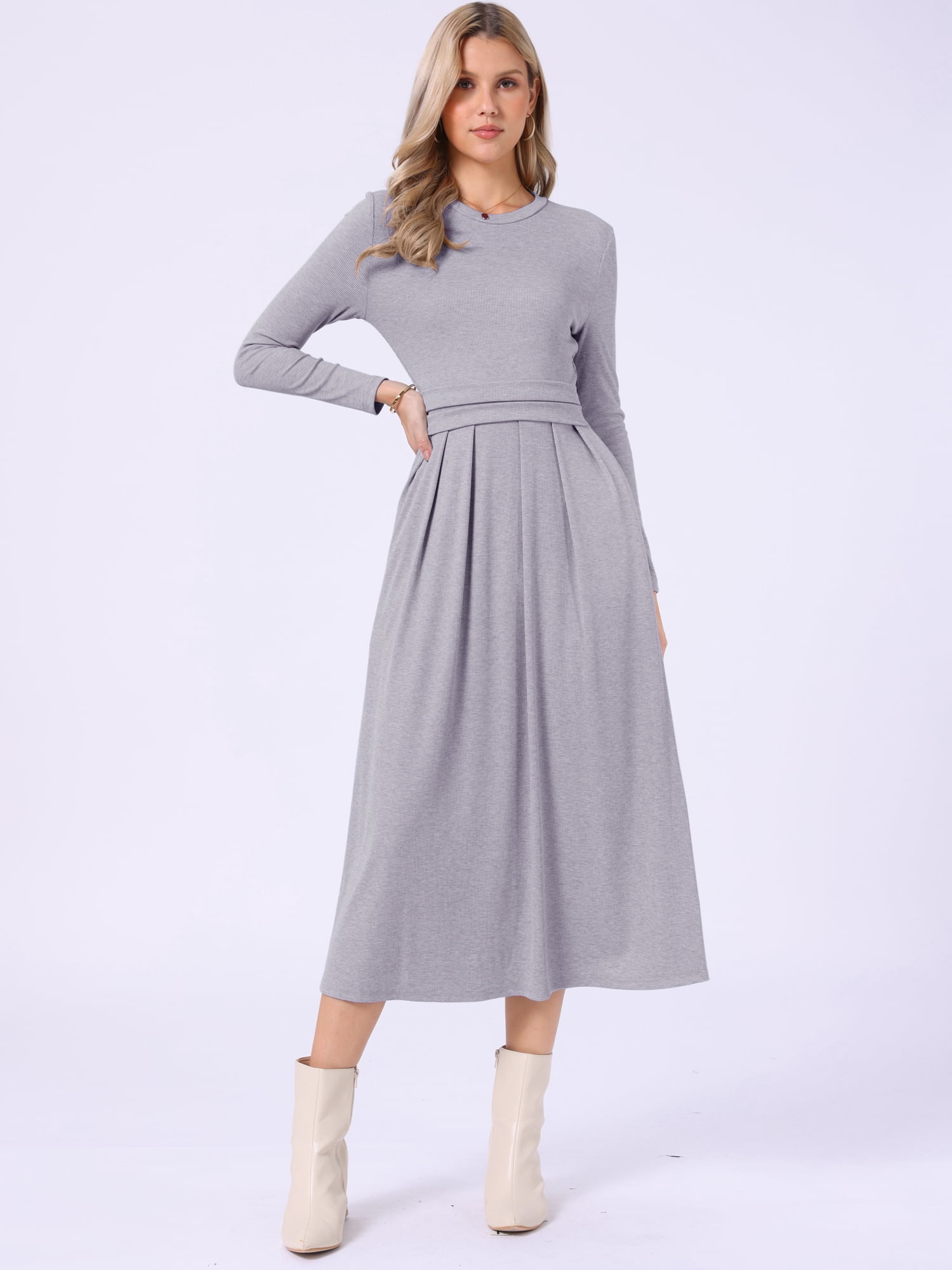 DARING DIVA Women's Long Sleeve Maxi Casual Formal Spring A-Line Dress L Light Purple
