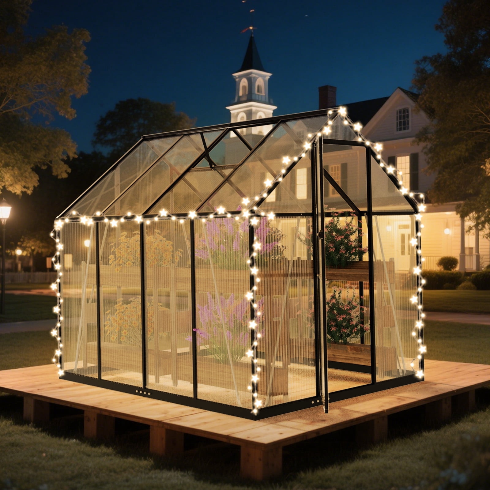 6x7.5FT Walk-in Greenhouse | Reinforced Aluminum Frame | UV-Resistant Polycarbonate Panels | Thermometer Hygrometer | All-Weather Outdoor Garden Greenhouse | WUKHG