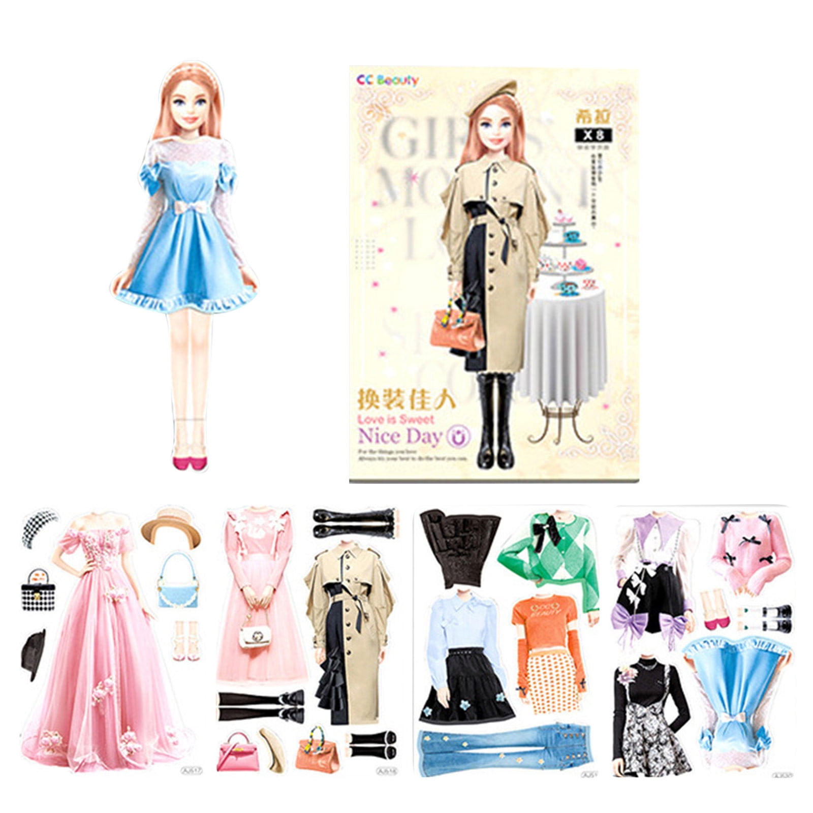 Magnetic Princess Paper Dolls Cutouts Pretend Play Outfit Magnet