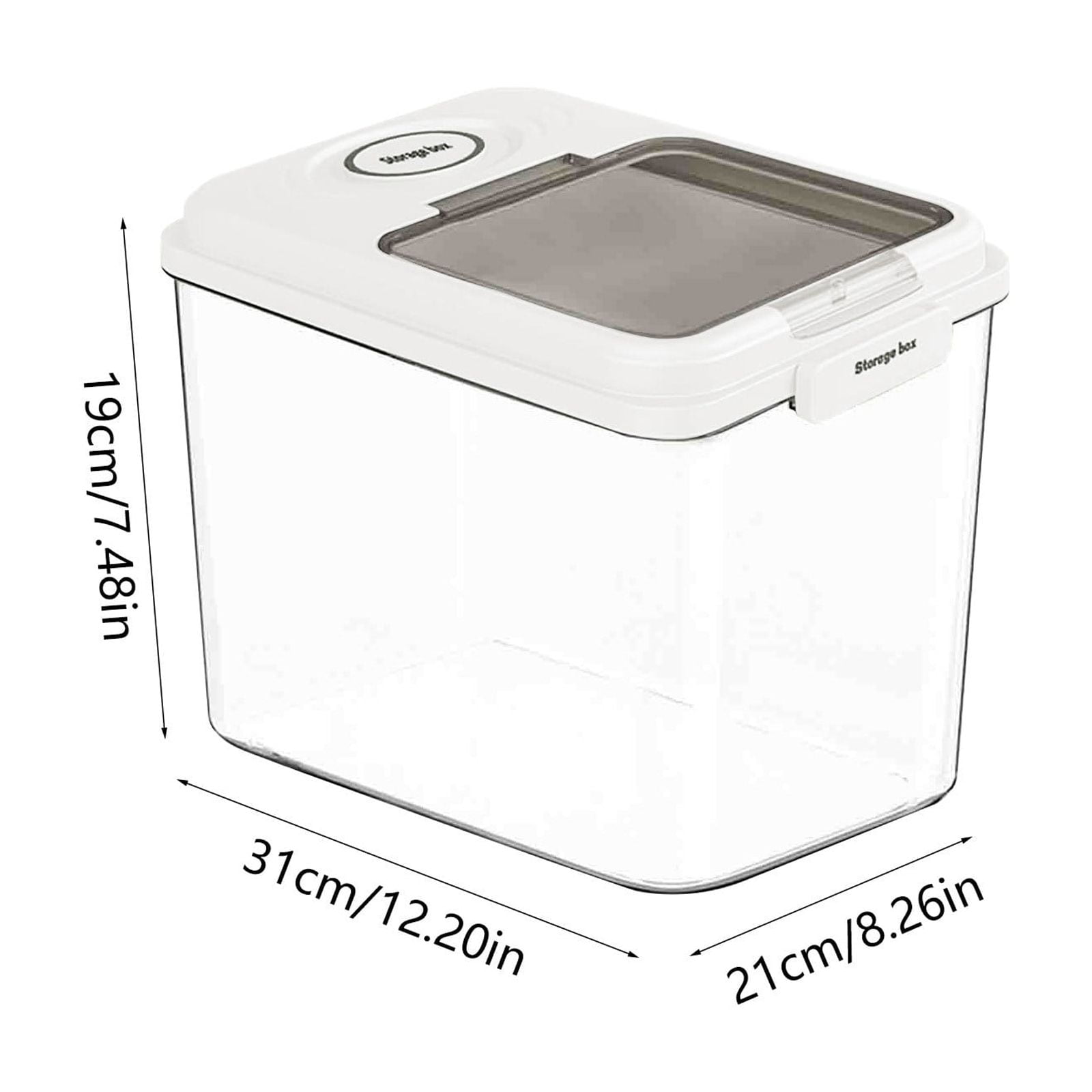 Large Airtight Food Storage Container with Measuring Cup and Visible Window, 22Lb Capacity for Rice, Flour, Cereal, and Pet Food, White or Beige